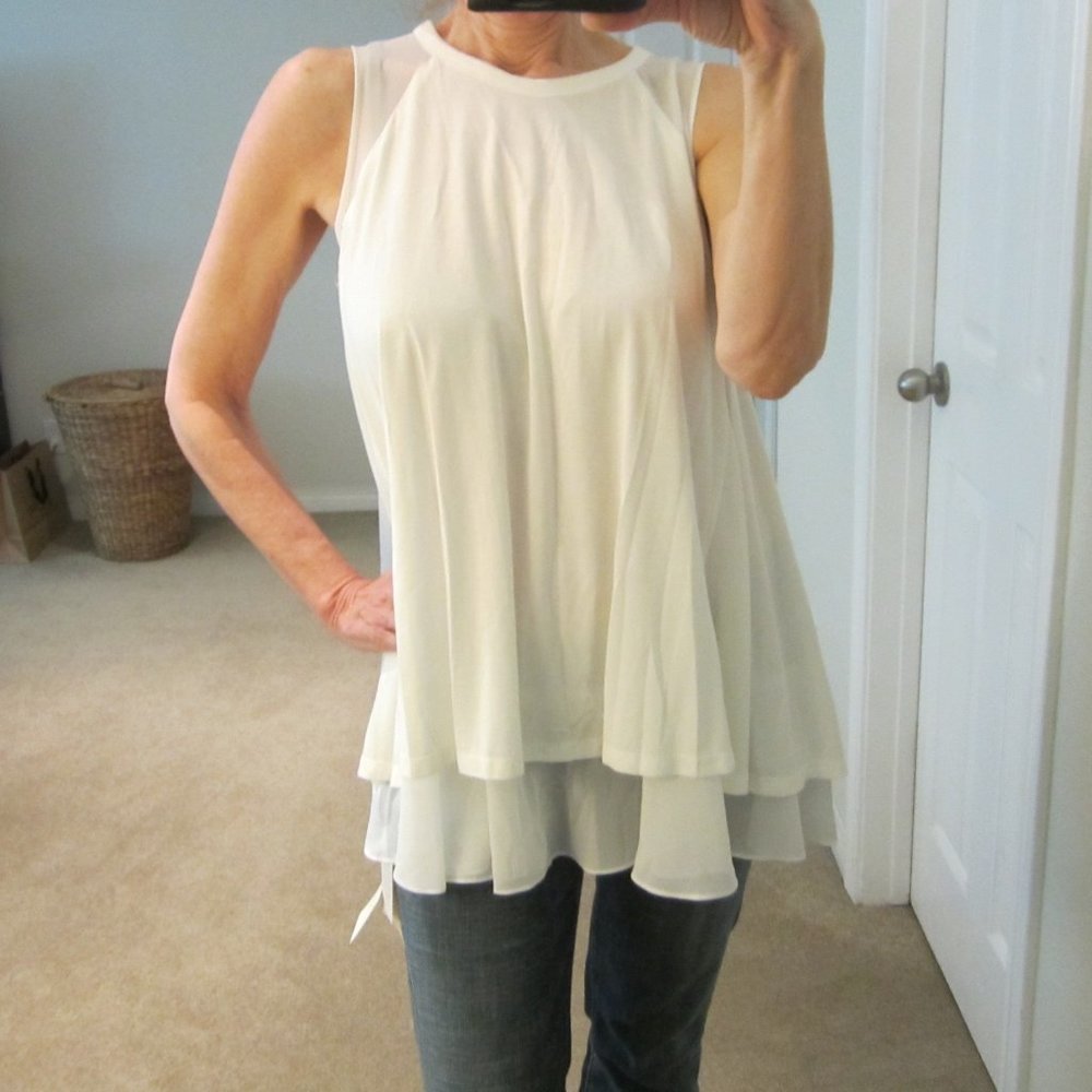 White Flowy Layered Top by Fray I.D - NWT